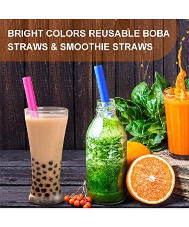 12 Pcs Reusable Boba Straws & Smoothie Straws Set | Angled Tips, BPA-Free | Includes 1 Storage Bag & 2 Brushes - Buy Online on GoSupps.com