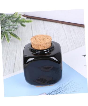 PLAFOPE Medicine Cup Liquid Powder Container Cork Jar Wooden Cap Ceramic Lid Clear Dappen Makeup Containers Art Small Travel Pill Container Practical Empty Bottle Nail Bamboo Accessories 7.50X5.50X5.50CM Black - Buy Online on GoSupps.com