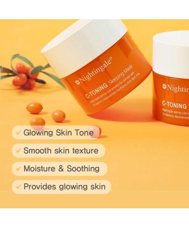 Nightingale C Toning Sleeping Mask | Overnight Face Mask with Vitamin C Niacinamide AHA BHA PHA & Hyaluronic Acid | Brightening & Moisturizing Korean Skin Care - Buy Online on GoSupps.com