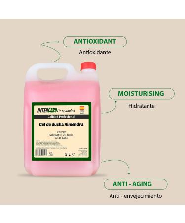 Intercabo Jerrycan with 5L shower gel bath gel 5 liters refill pack of bath gel hotel equipment liquid soap almond blossom shower gel moisturizing Almond 5 l 1er Pack - Buy Online on GoSupps.com