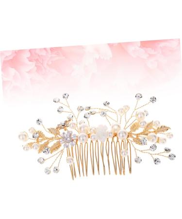 DOITOOL Tiara Crystal Headpiece Pearl Hair Comb Rhinestone Comb Bridal Headwear Flower Hair Jewelry Bride Alloy Hair Accessories - Buy Online on GoSupps.com