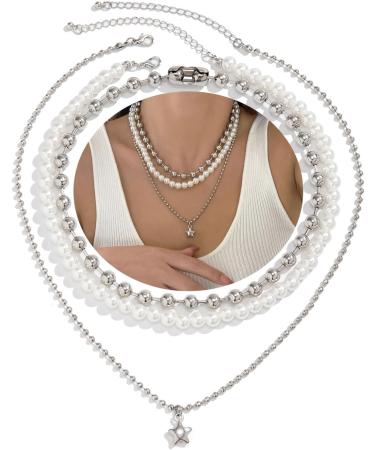 Stylish Star Shape Pendant Necklace | Adjustable Collar Chain Choker with Pearls - Elegant International Shipping - Buy Online on GoSupps.com