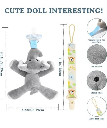 Zooawa Baby Pacifier Holder for Infant Boys Kids Girls 0-36 Months - Elephant - Buy Online on GoSupps.com