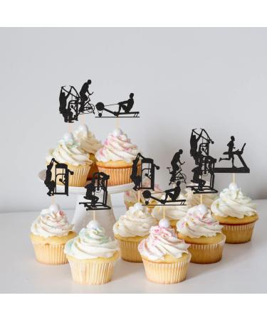 Donoter 24 Pieces Gym Cupcake Toppers Weight Lifting Cake Picks for Fitness Themed Birthday Party Decorations - Buy Online on GoSupps.com