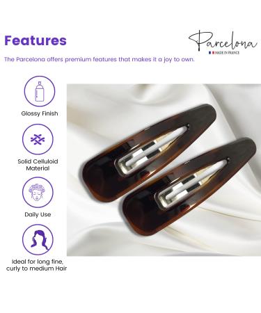 Parcelona French Clic Clac Tortoise Shell Brown Hair Clips for Women - Buy Online on GoSupps.com