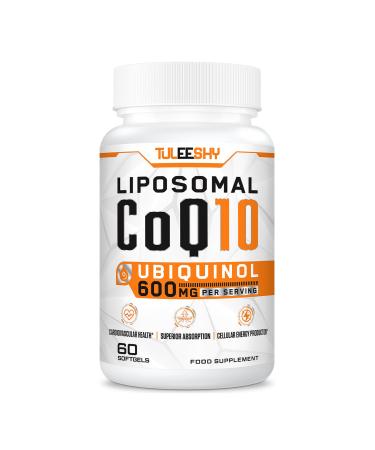 600mg High Potency Ubiquinol CoQ10 with Liposomal Absorption - Powerful Active Antioxidant Form of Coenzyme Q10-60 Easy-Swallow Softgels (Pack of 1) 60 count (Pack of 1)