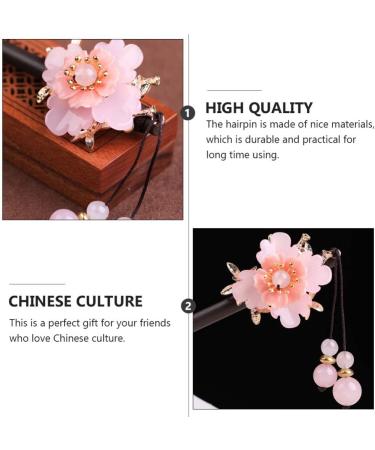 1pc Peach Blossom Wooden Hair Clasp Flower Hair Clips for Women Flower Hair Chopsticks Vintage Hair Chopsticks Hair Jewels for Women Wood Hairpin Miss Alloy Tassel Hair Stick - Buy Online on GoSupps.com