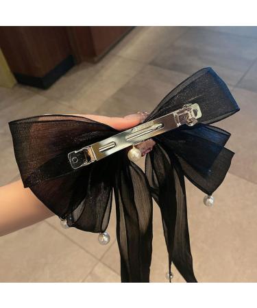 Large Bow Hair Clip Hair Bows Clip Women's French Hair Clips Fabric Hair Bow Knot Hair Clips for Wedding Party Party and Other Occasions Black - Buy Online on GoSupps.com