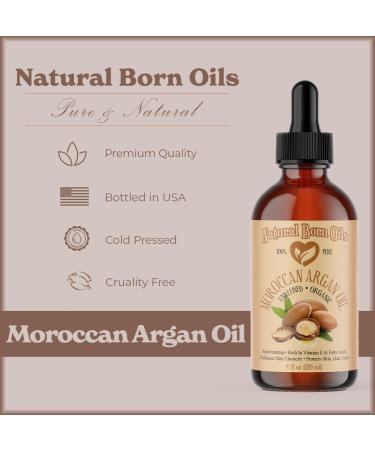 Natural Born Oils Moroccan Argan Oil 16oz Organic Cold-Pressed Vitamin E & Antioxidants Deep Skin Hydration Hair Strengthener - Buy Online on GoSupps.com