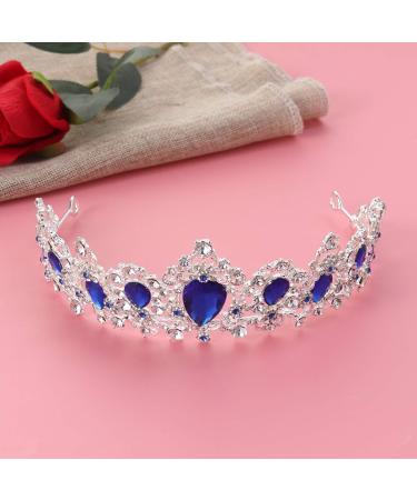Frcolor Blue Crystal Crown Tiara - Bridal Headpiece & Rhinestone Headband for Weddings & Parties - Buy Online on GoSupps.com