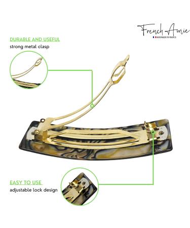 French Amie Onyx 1 Wide Celluloid Handmade Hair Clip Barrette - Elegant and Stylish - Buy Online on GoSupps.com