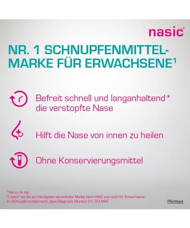 Nasic O.K. Nasal Spray for Adults & Children | Preservative-Free Runny Nose Relief | Xylometazoline & Dexpanthenol | 10 ml | International Shipping Available - Buy Online on GoSupps.com