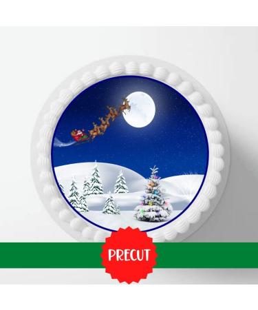 PRECUT 7" Christmas Cake Topper Christmas Snow Scene Edible Christmas Cake Decorations Santa Cake Toppers Xmas Cake Decoration Round Christmas Cake - Buy Online on GoSupps.com