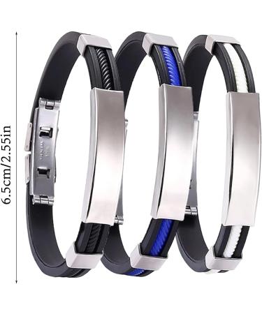 3 Pcs Ion Therapeutic Titanium Wristband Set Adjustable Therapeutic Lympunclog Titanium Wristband Pro Therapy Bracelet for Men Lover Valentines Day(Black White Blue) - Buy Online on GoSupps.com