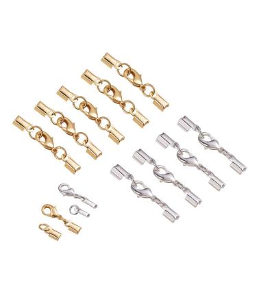 PH PandaHall 20 Sets Fold Over Cord End Caps Brass Lobster Claw Clasps Terminators Crimp End Tips Necklace Cord Ends for Jewelry Making  Silver & Golden Silver & Golden - 20 Sets - Buy Online on GoSupps.com