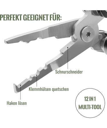 Zite Fishing 12-in-1 Stainless Steel Fishing Pliers | Versatile Pocket Knife & Hook Remover with Belt Pouch - Perfect for Anglers - Buy Online on GoSupps.com