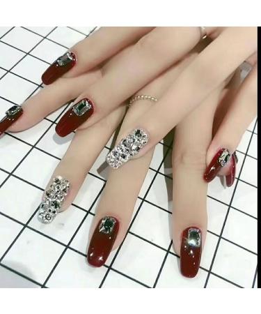 Temperament Enhancement Nail Patch net red Diamond Full of Diamonds Bursting with Glitter Long Wearing Armor Hand-Made phototherapy Armor Brides and Pregnant Women can take it (10-Piece Pack) (Si Small - Buy Online on GoSupps.com