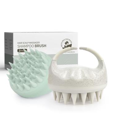 Aimike 2 PCs scalp massage brush Shampoo brush environmentally friendly silicone shampoo hair brush for peeling and stimulate hair growth reduces dandruff scalp massager for wet dry hair head massager green & white