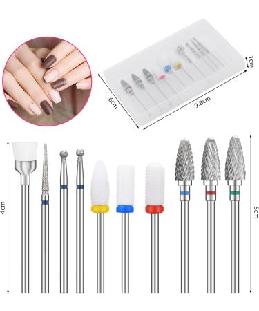 10Pcs Nail Drill Bits for Acrylic Nails Professional Tungsten Carbide and Ceramic 3/32 Nail Drill Bit Set for Remove Cuticles of Engraved Gel Nails or Acrylic Nails - Buy Online on GoSupps.com