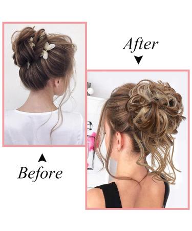 ZERAL Curly Messy Bun Hair Piece in Brown Mix Light Brown# for Women with Elastic Hair Bands - Buy Online on GoSupps.com