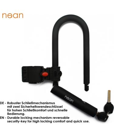 Nean U-Lock Bicycle Lock with Bracket & 2 Security Keys - 12mm 207x138mm Black | Premium Theft Protection - Buy Online on GoSupps.com