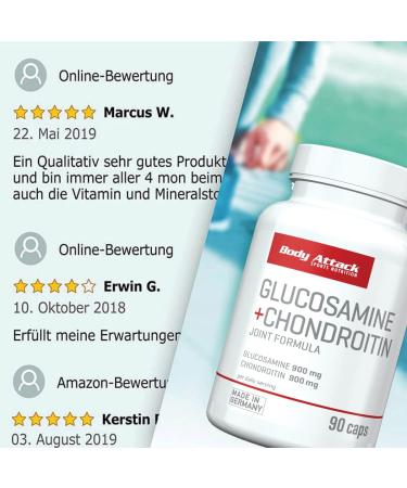 Buy Body Attack Glucosamine + Chondroitin 900mg - 90 Capsules - High Dosage for Joint Health - International Shipping Available - Buy Online on GoSupps.com