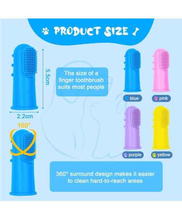 Adiwo Dog Finger Toothbrush 4 Pack Food Grade Silicone Dog Toothbrush 360 Full Surrounded Pets Teeth Cleaning Toothbrush for Dog Plaque Remove Tartar and Stop Bad Breath with Storage Case - Buy Online on GoSupps.com