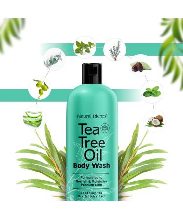 Natural Riches Tea Tree Body Wash - Itchy Skin Relief - Peppermint, Eucalyptus & Tea Tree Oil - Men & Women 2x16 fl oz - Buy Online on GoSupps.com