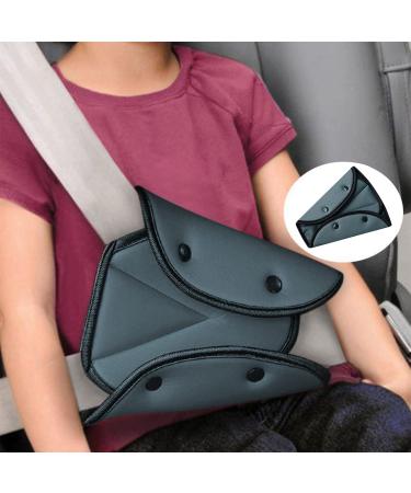 Kids Car Seat Belt Adjuster Universal Seat Belt Safety Cover Harness Strap Adjuster Pad Shoulder Neck Triangle Positioner Child Seat Belt Adjustment Holder Adult Seat Belt Clip Safety Belt Protector Grey