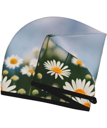 Daisy Flowers Coral Velvet Dry Hair Cap | Quick-Dry Hair Towel Wrap for Men & Women | Ideal for Travel & Home - Buy Online on GoSupps.com