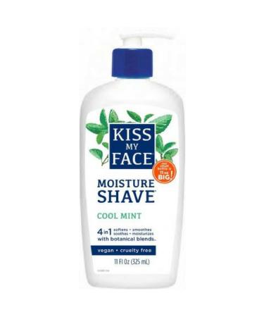 Kiss My Face 4-in-1 Moisture Shave, Cool Mint 11 oz ( Pack of 2) 11 Fl Oz (Pack of 2)