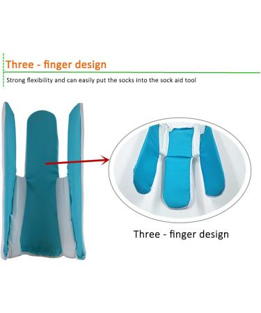 Sock Aid Strong Flexibility Grooved Shape Nylon Lining 8.9 X 4.7in Elderly Sock Aid Three Finger Design for Elderly(Blue and White) - Buy Online on GoSupps.com