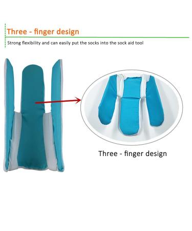 Sock Wearing Aid for Elderly - Three-Finger Design | Soft & Flexible Sock Aid (Blue & White) - International Shipping - Buy Online on GoSupps.com