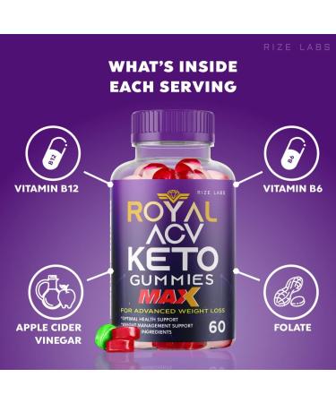 Royal Keto Gummies with ACV - Organic Weight Loss Support - 1000mg (60 Gummies) - Buy Online on GoSupps.com