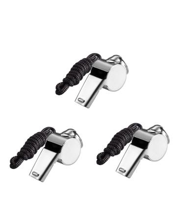 Jaimela 3 Pack Stainless Steel Whistle with Lanyard for Coaches Referees Officials