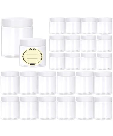 24 Pack Empty Plastic Slime Containers with Lids and Labels - TUZAZO 12pcs 8 OZ and 12pcs 4 OZ Plastic Storage Jars with Leak-Proof Lids for Craft Jewelry Making, Cosmetic, Paint and Beads 24 8 oz + 4 oz