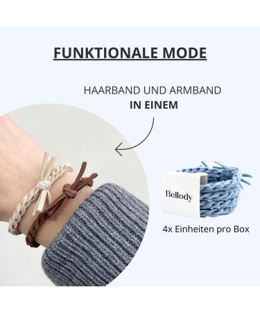 Bellody Original Hair Tie - Stylish Braided Hair Tie (4-Set Seychelles Blue) - Women's Light Blue Hair Accessories with Strong Hold - Buy Online on GoSupps.com