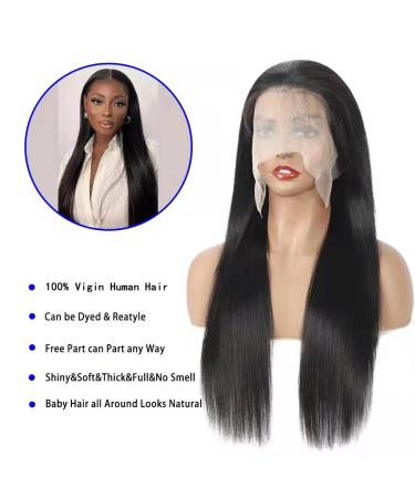 Lace Front Human Hair Wig 22 Natural Black - Pre Plucked with Baby Hair, 150% Density Brazilian Virgin Hair - HD Transparent Lace Frontal Wig for Black Women - Buy Online on GoSupps.com