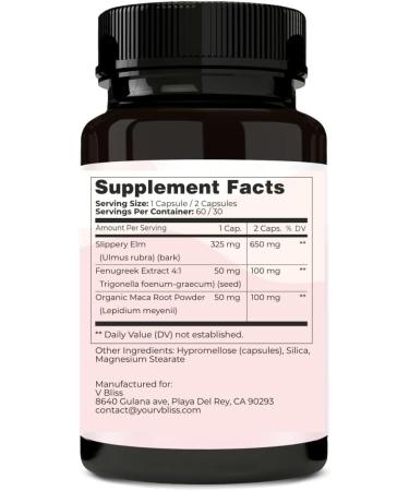 V Bliss Slippery Babe Vaginal Moisturizer Capsules - Relieve Vaginal Dryness with Slippery Elm Fenugreek & Maca - 60 Capsules for Daily Use - Buy Online on GoSupps.com