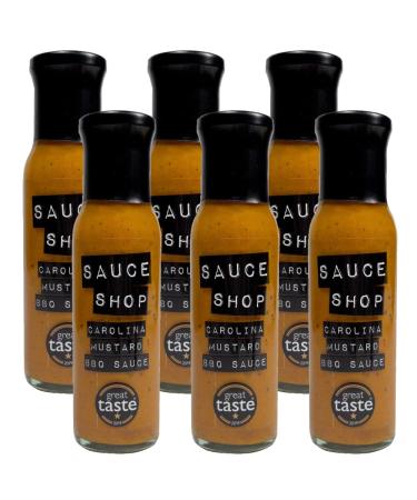 Sauce Shop - Carolina Mustard BBQ Sauce Pack of 6 - Natural Ingredients. Vegan-Friendly - 6x 255g Glass Jars