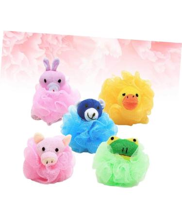 4pcs Funny Bath Scrunchies - Loofah Sponges & Back Scrubber for Kids | Mesh Bath Ball & Hair Bands | Ideal for Cleaning & Shower - Buy Online on GoSupps.com