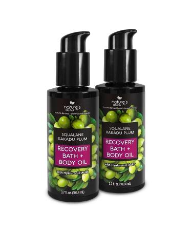 Nature's Beauty Squalane Kakadu Plum Recovery Bath + Body Oil Multi-Pack - Restore & Nourish your Skin Quick-Absorbing Made w/Hyaluronic Acid + Vitamin C + Almond Oil 3.7 fl oz (2 Pack)