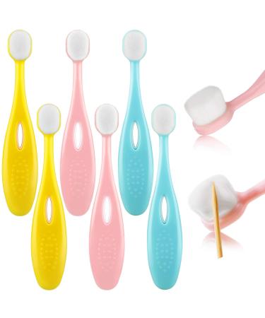 6 Pieces Kids Extra Soft Nano Toothbrush Children Bristles Toothbrush Children Micro Nano Manual Toothbrush Set with 20000 Bristles for Age 1 and Above Boys Girls Gum Protecting Cleaning (Cute Style)