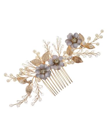DRESSOOS Bead Hair Comb Wedding Headpiece for Bride Brides Hair Comb Flowers Decor Bridal Headpieces for Wedding Bunny Ears for Kids Crystal Decor The Flowers Bridesmaid Accessories Pearl