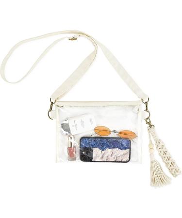 Clear Crossbody Purse with Macrame Wrist Strap and Tassel - Stadium Approved Transparent Shoulder Bag for Concerts and Events - Buy Online on GoSupps.com