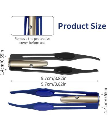 Fuyamp 2Pcs LED Lighted Tweezers Set - Stainless Steel Precision Tools for Hair Removal, Eyebrows, and Eyelashes - Perfect for Men and Women (Black+Blue) - Buy Online on GoSupps.com