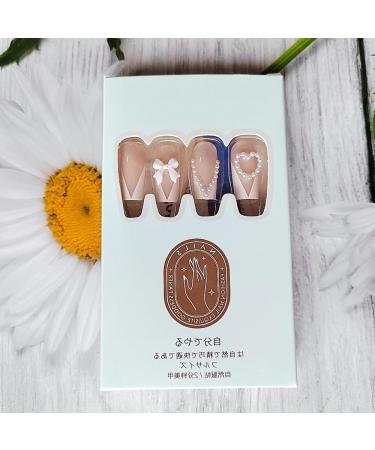 24 Pcs Pink Press on Nails - Summer Fake Nails with White French Tips & Bow Charms | SHANRUN Medium Square Full Cover Acrylic Nail Kit - Buy Online on GoSupps.com