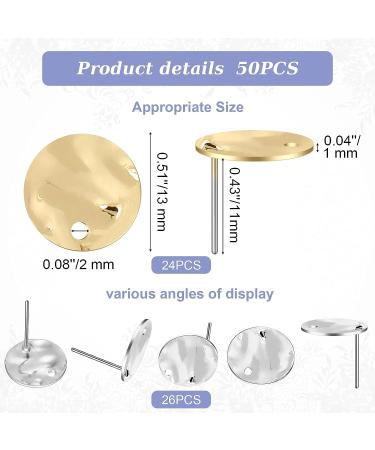50 Pieces 13.0mm Gold Plated Flat Round Ear Studs Earring Posts with Loop Hole Coin Charms for DIY Earrings Craft Making - Women Girls Jewelry Supplies - Buy Online on GoSupps.com