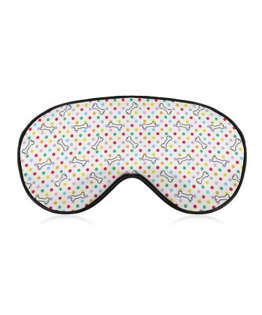 Colorful Dog Bone and Polka Dot Sleep Mask for Women Adjustable Sleeping Eye Shades Cover with Elastic Strap