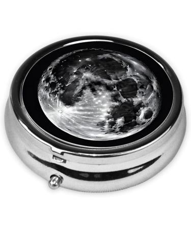 Moon Round Pill Box - 3 Compartment Portable Travel Medicine Organizer | Mini Decorative Pocket Vitamin Holder - Buy Online on GoSupps.com